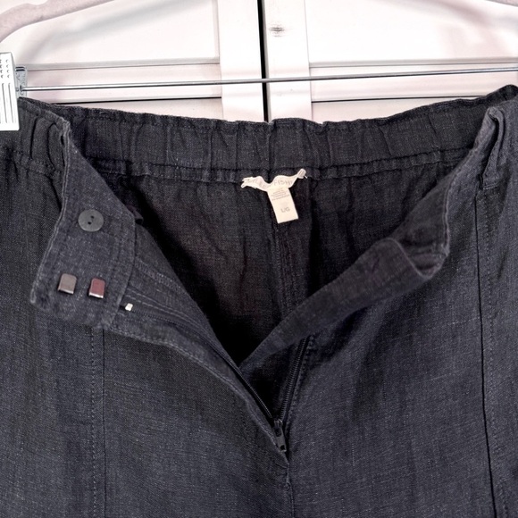 Eileen Fisher Organic Linen Button Cuffs Pants Charcoal/Navy Size Large - Picture 7 of 8